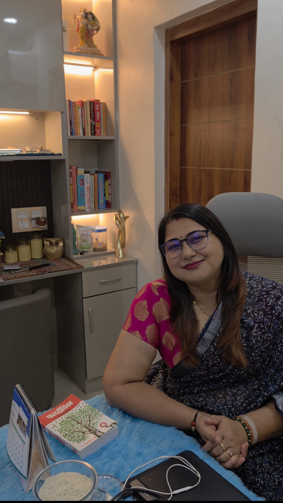 Sneha Dubey, Vedic astrologer and founder of AstroLite, at her consultation desk